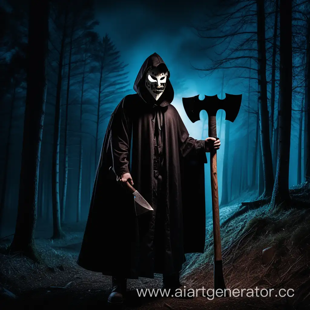 Sinister-Executioner-Wielding-Axe-in-the-Dark-Black-Forest