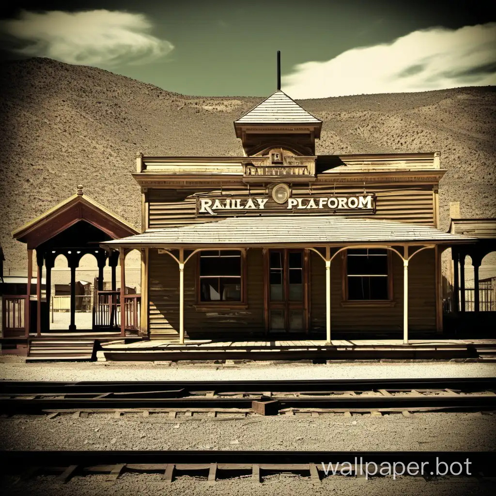 Deserted-Old-West-Railway-Platform-in-Ghost-Town