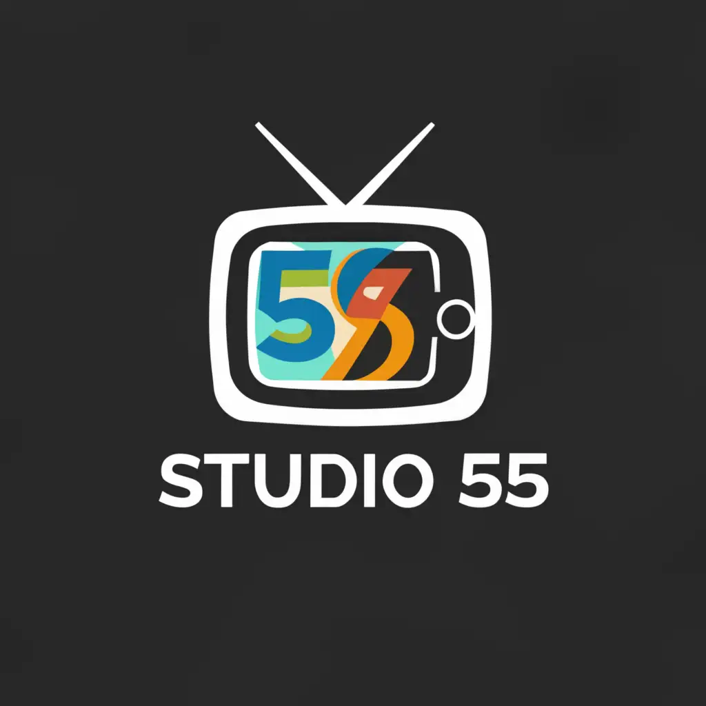 a logo design,with the text "Studio 55", main symbol:TV,Moderate,be used in Entertainment industry,clear background