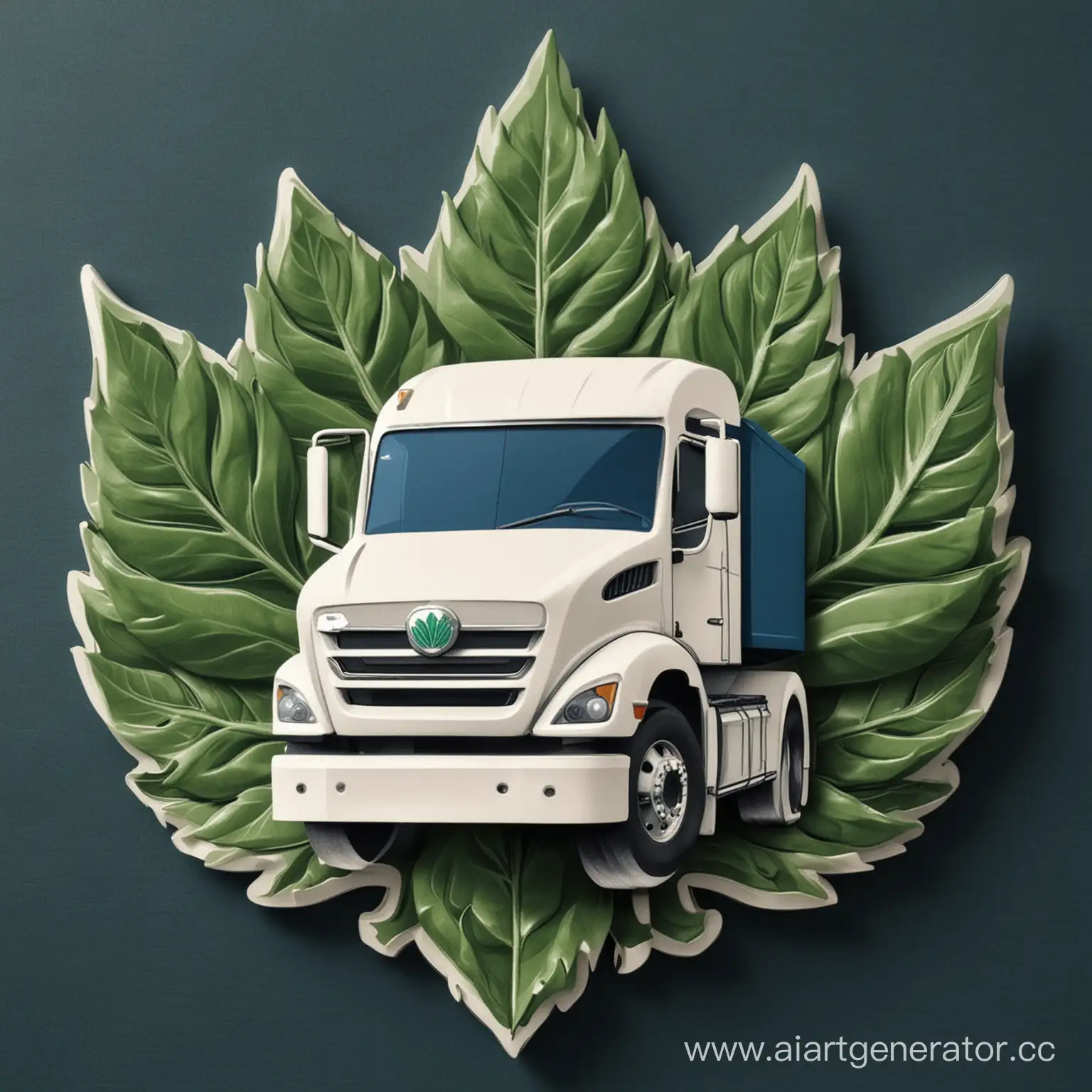 Environmentally-Friendly-Freight-Truck-Emblem-with-Green-Leaf-Symbol