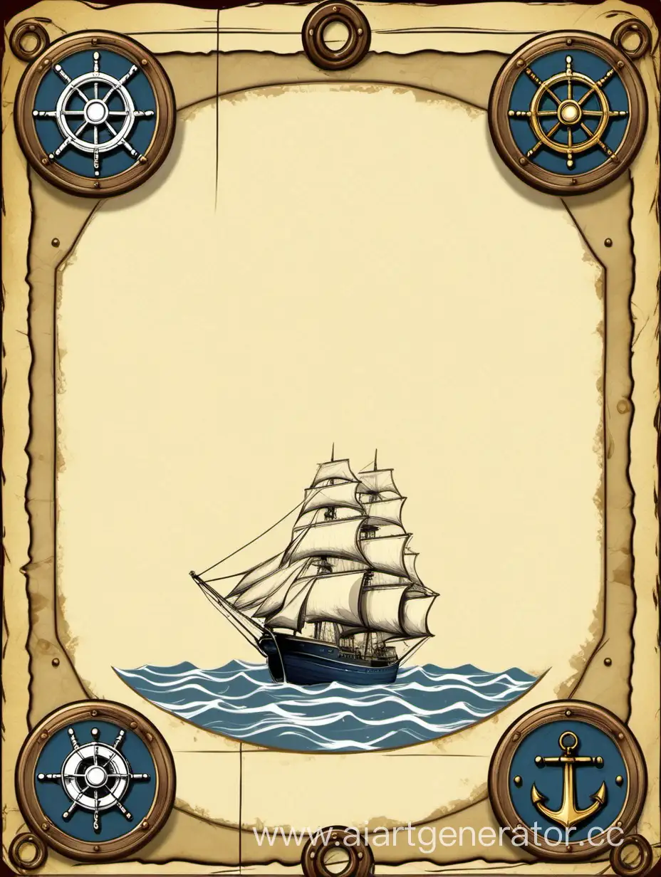 карточка для для настольной игры ю в морском стиле с пустым полем по середине под текст