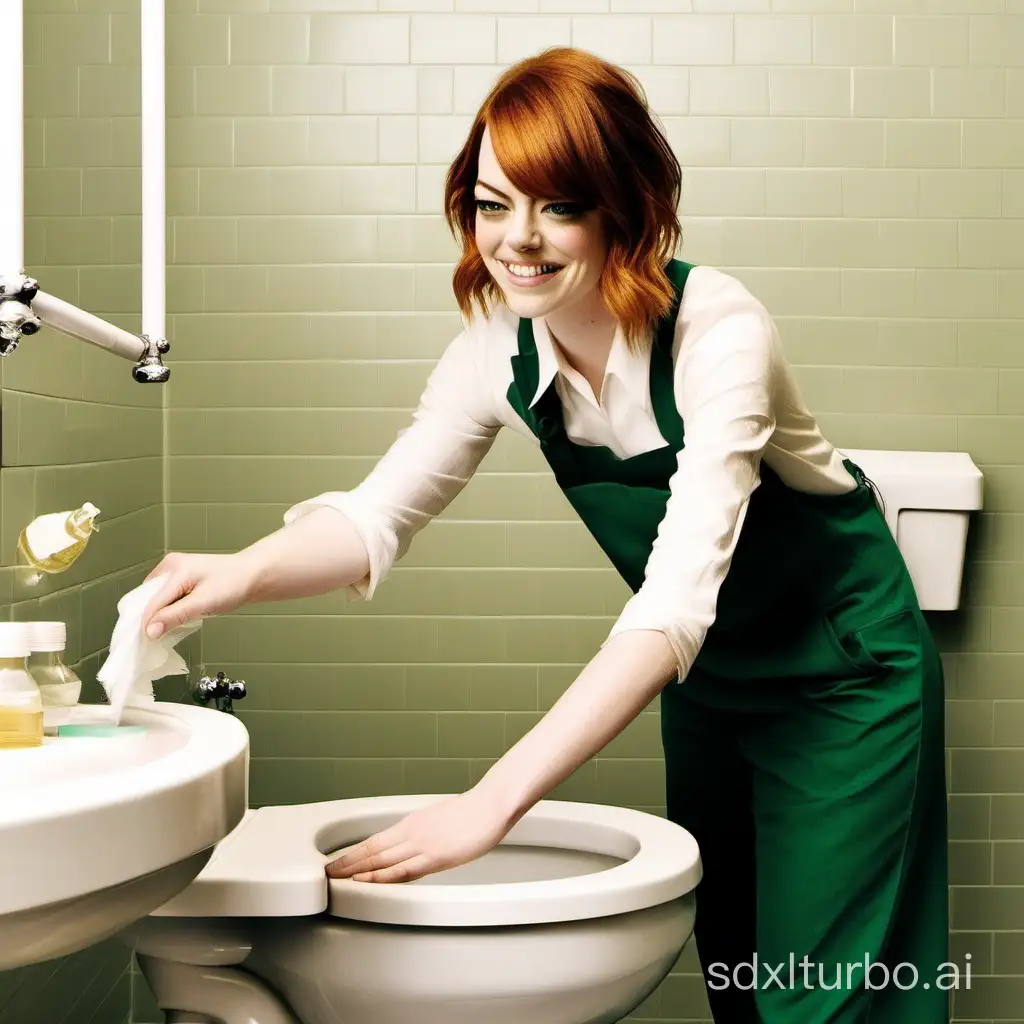 emma stone cleaning toilet 