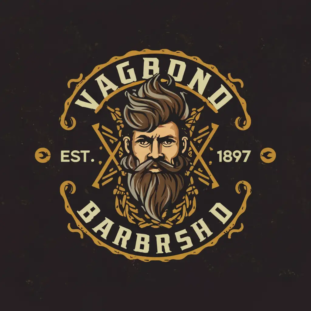 a logo design,with the text "Vagabond Barbershop", main symbol:Vagabond,complex,clear background