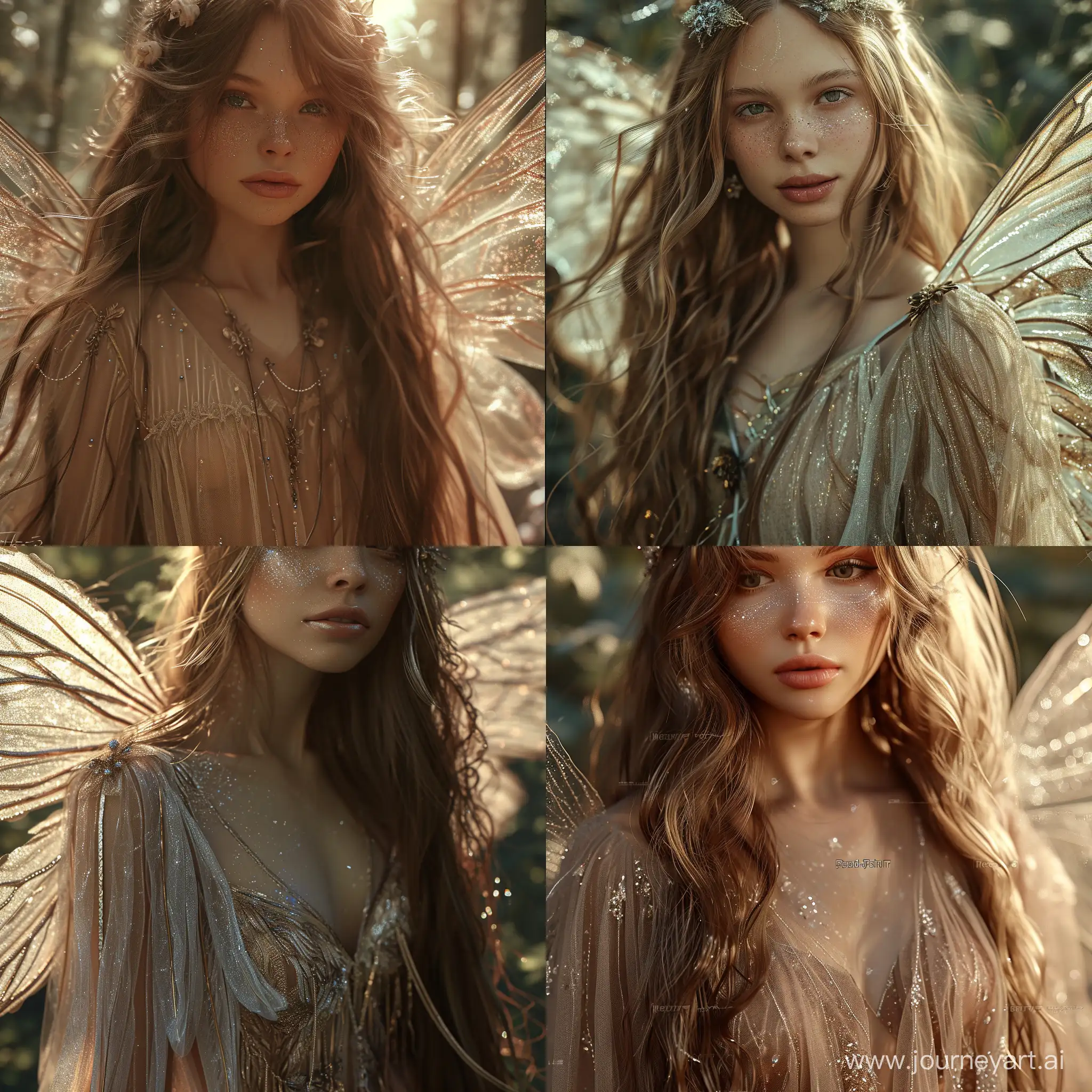 Enchanting-Fairy-in-Chiffon-Dress-with-Shining-Wings-Magical-Forest-Fantasy