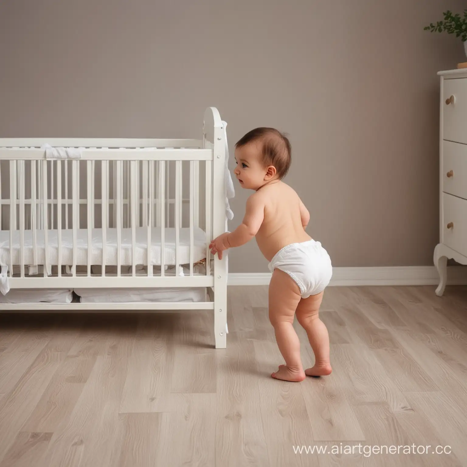 Adorable-Baby-in-Diapers-Taking-First-Steps-Across-Room