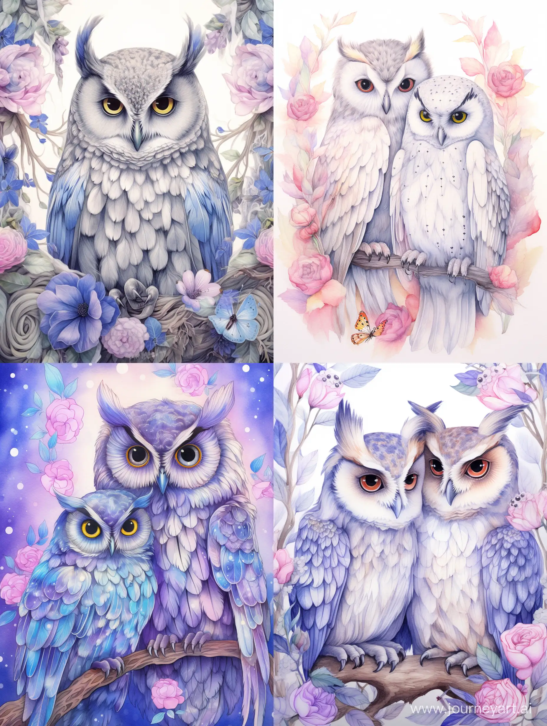 Enchanting-Owl-Family-Embraced-in-Shimmering-Wings