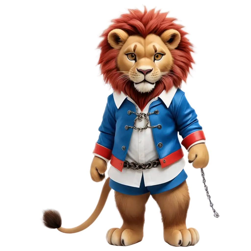 Chained Lion PNG Majestic Lion Wearing Blue White and Red Clothes | PNG ...