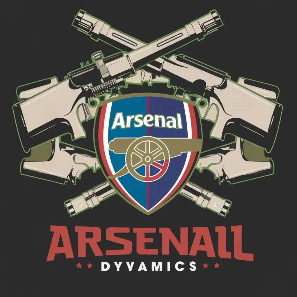 logo, Guns, with the text "Arsenal Dynamics", typography