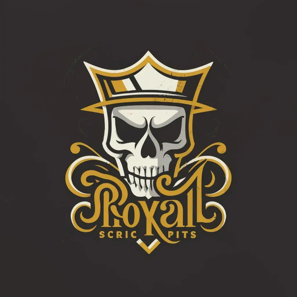 a logo design,with the text "royal Scripts", main symbol:crown, skull, gamer, hacker,Moderate,clear background