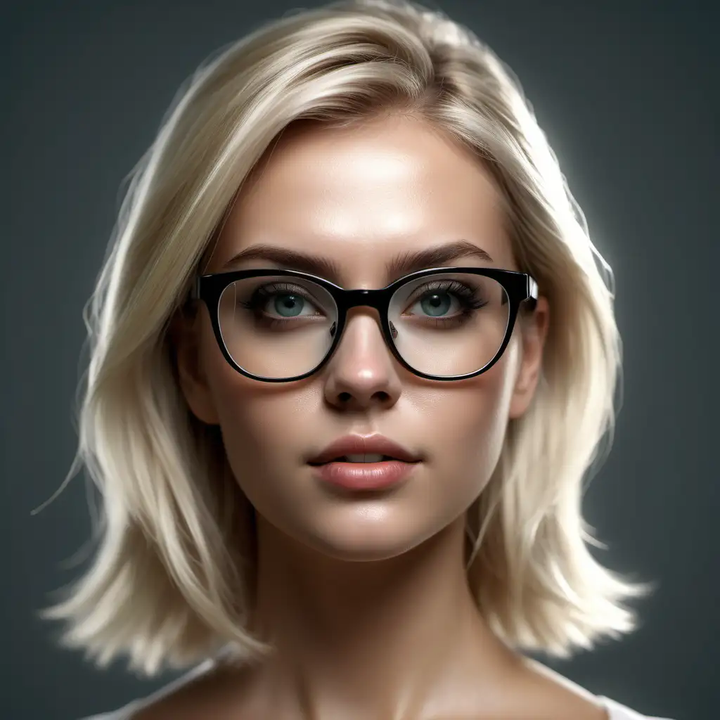 make an image of a beautiful blonde women , looking straight, wearing glassess. ultra realistic . 8k , very detailed