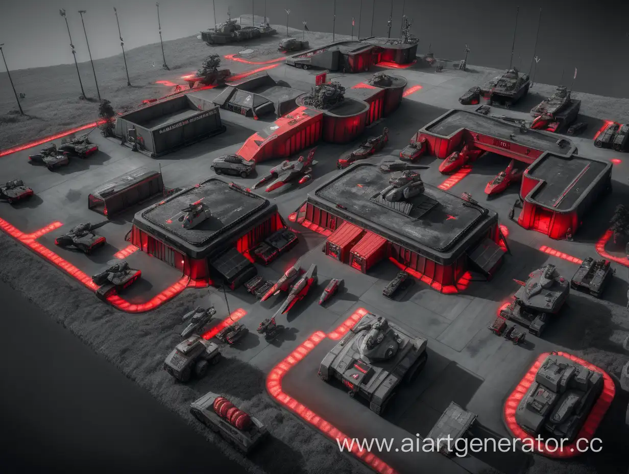 Striking-RedBlackGrey-Military-Base-in-RealTime-Strategy-RTS-Setting