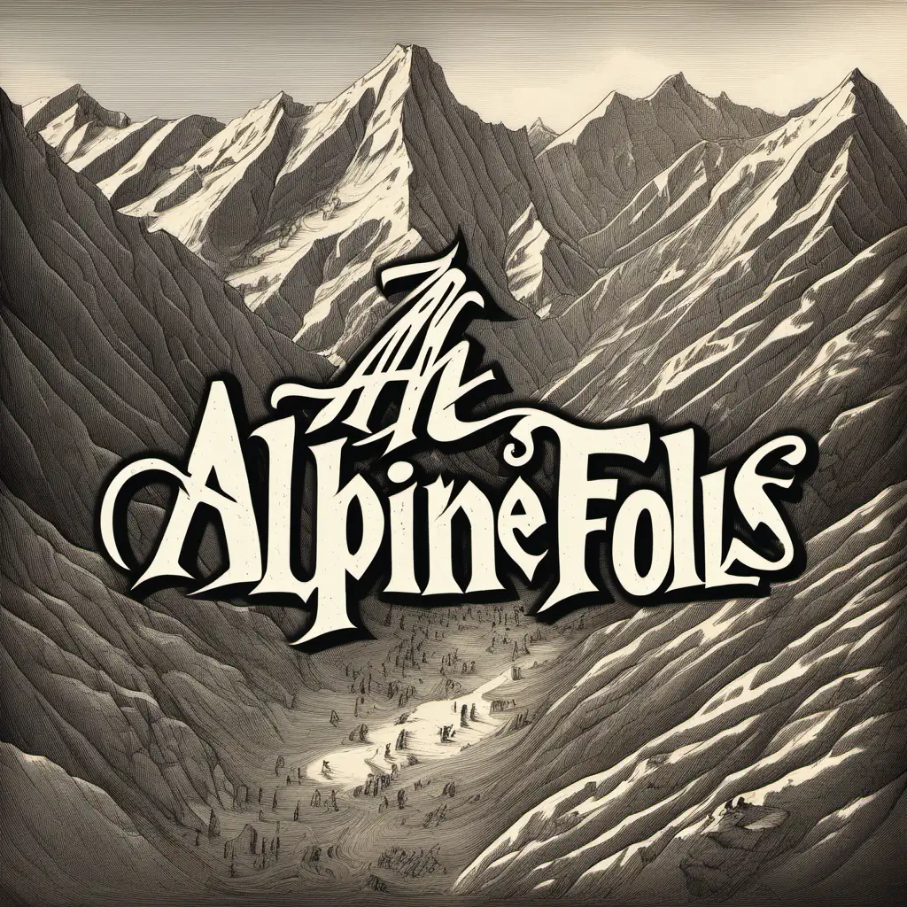 ALPINE FOOLS written in a mountain font