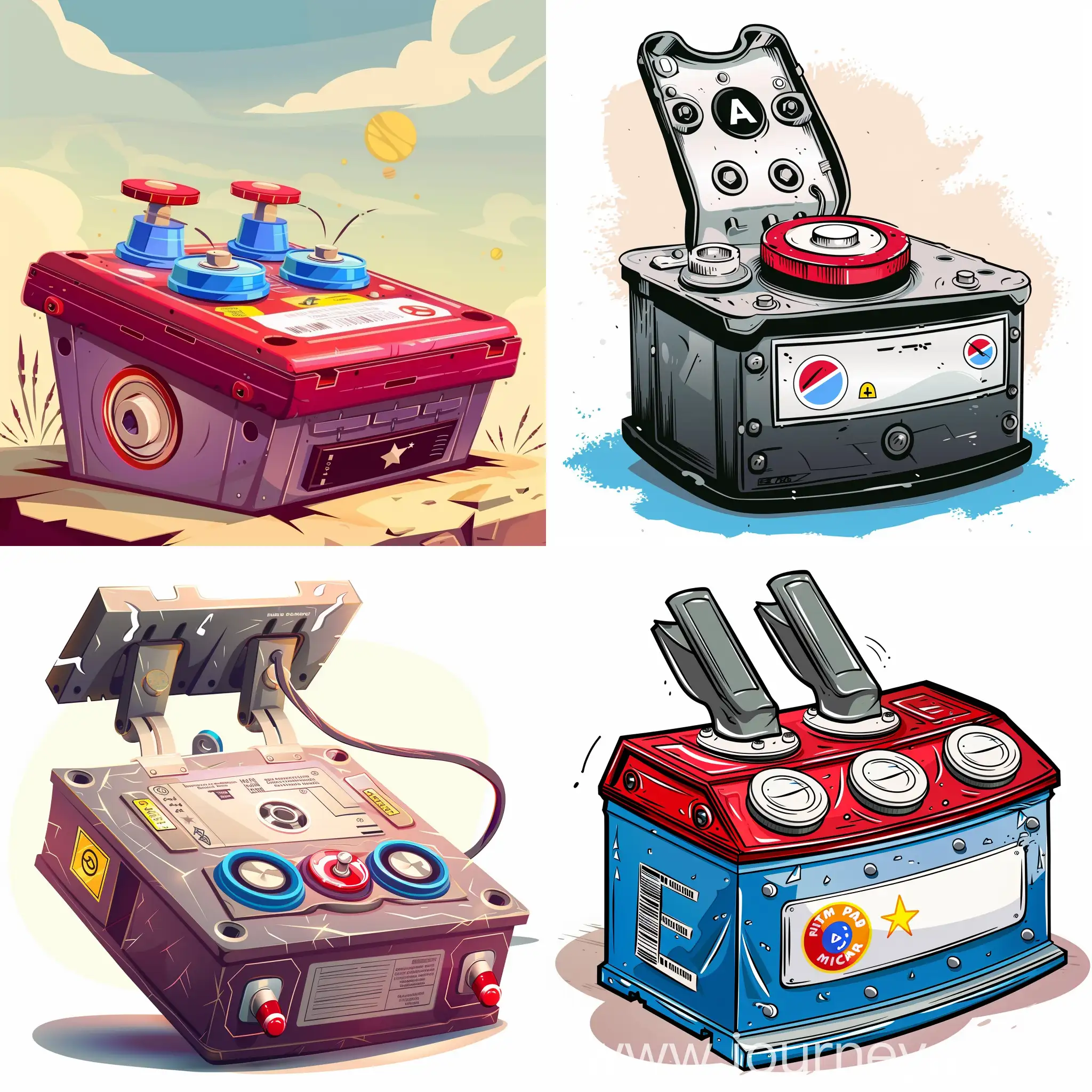 Cartoon-Car-Battery-with-Multiple-Elements