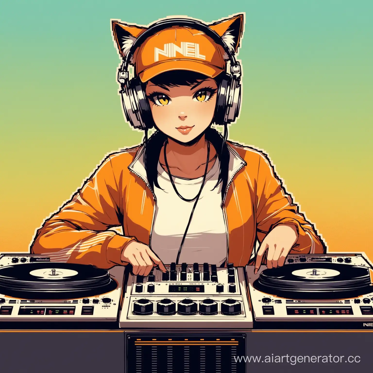 Retro-Themed-DJ-Catt-Mixing-Music-with-Silent-Ninel-Dancing