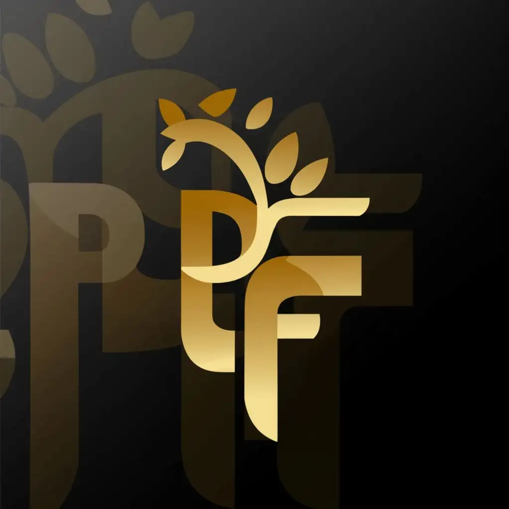 a logo design,with the text "PF", main symbol:Golden,Minimalistic,clear background