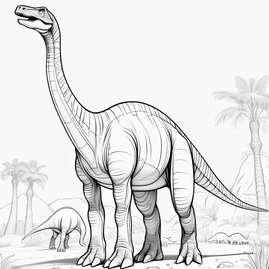 Cartoonish Brachiosaurus Coloring Page in High Definition