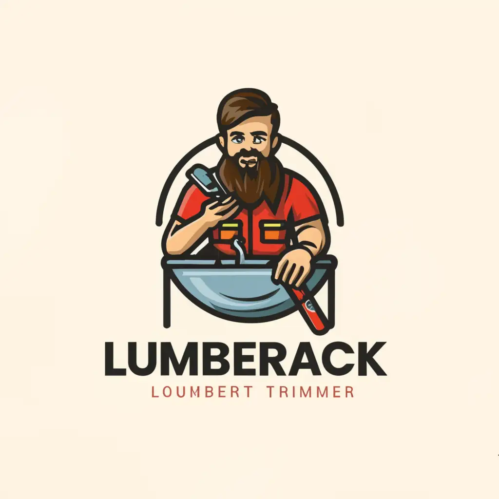 LOGO-Design-For-Lumberjack-Beauty-Spa-Iconic-Lumberjack-with-Beard-Trimmer-in-Serene-Setting