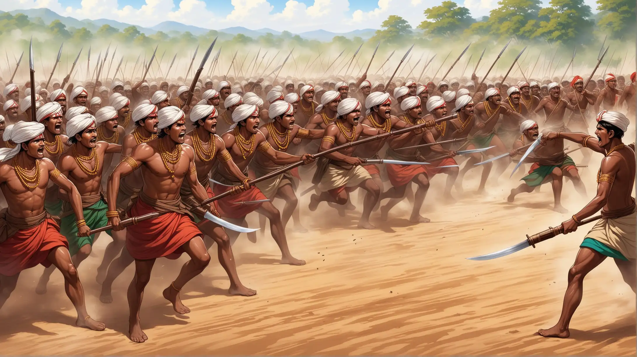 19th century British soldiers convey attacked by tribals