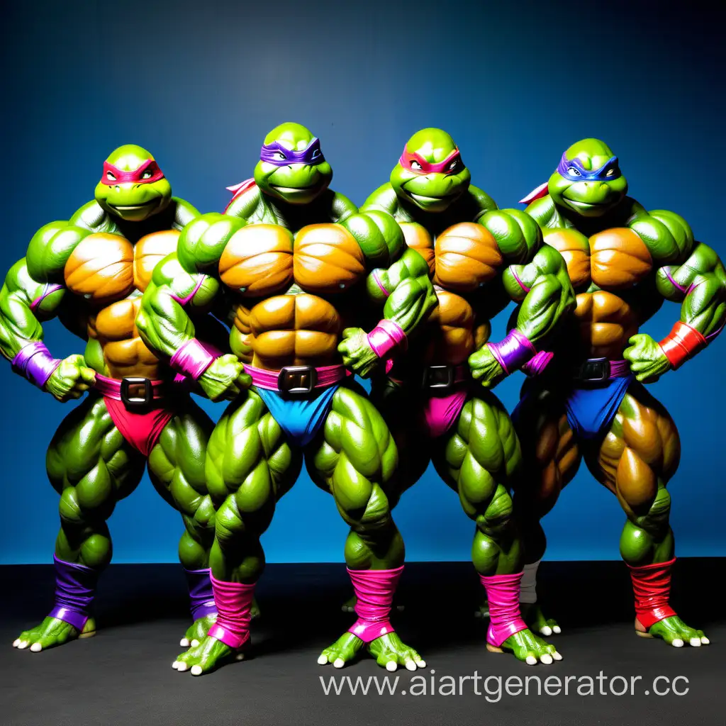 Muscular-Ninja-Turtles-Flexing-Strength