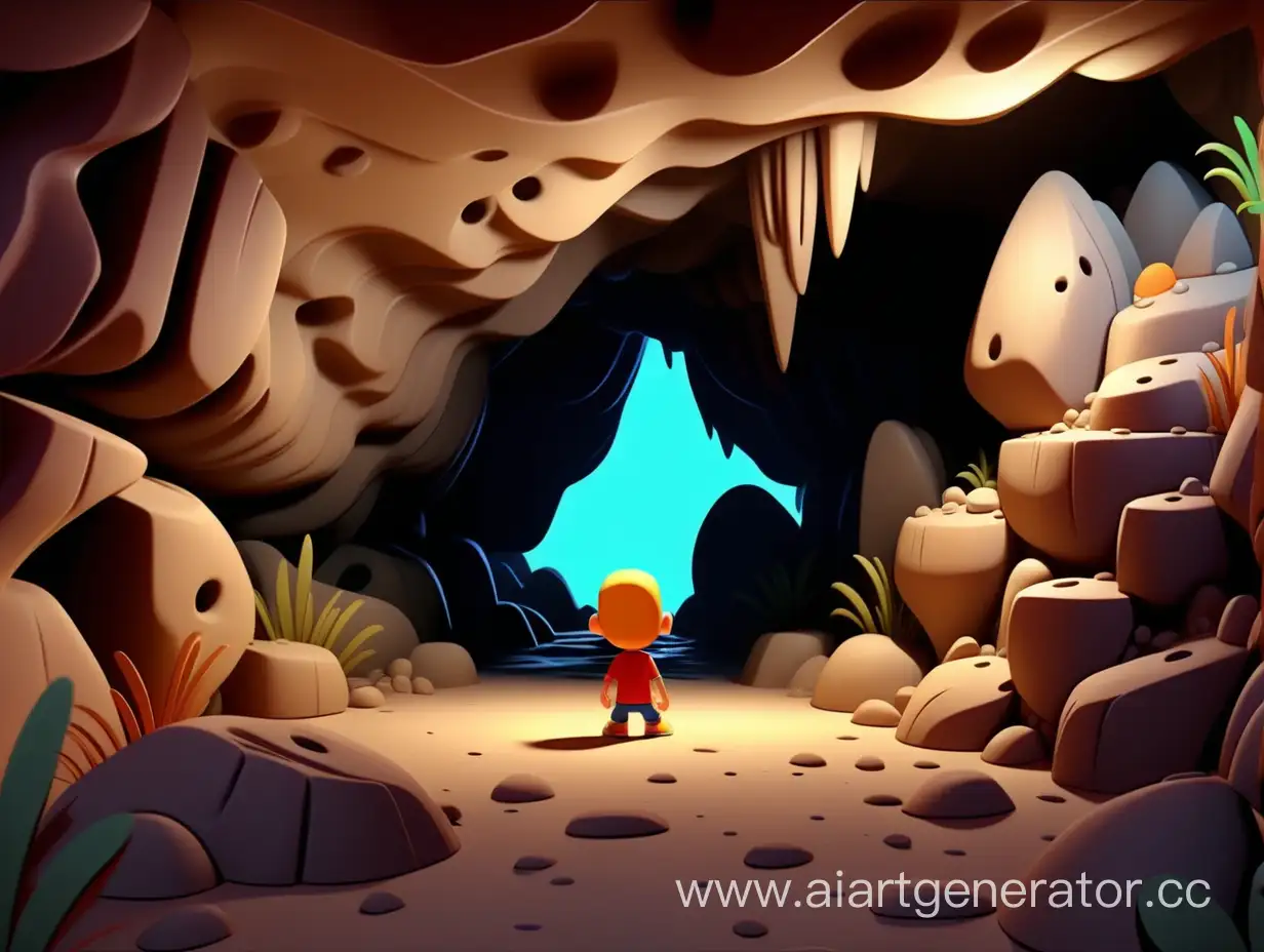 cartoon style, 8k, inside in the cave

