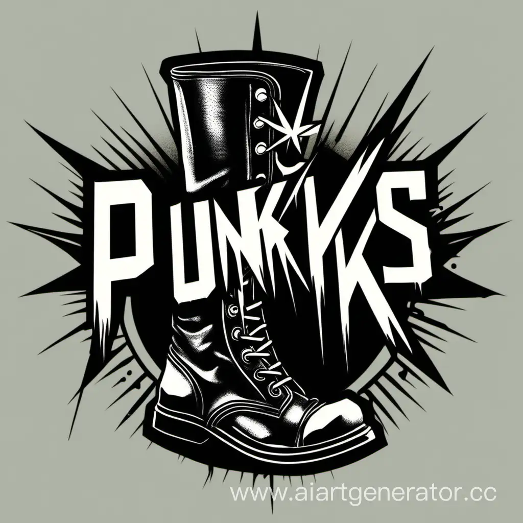 Логотип для панк-рок группы "Панки в Валенках" на котором изображенн батинок с названием группы
