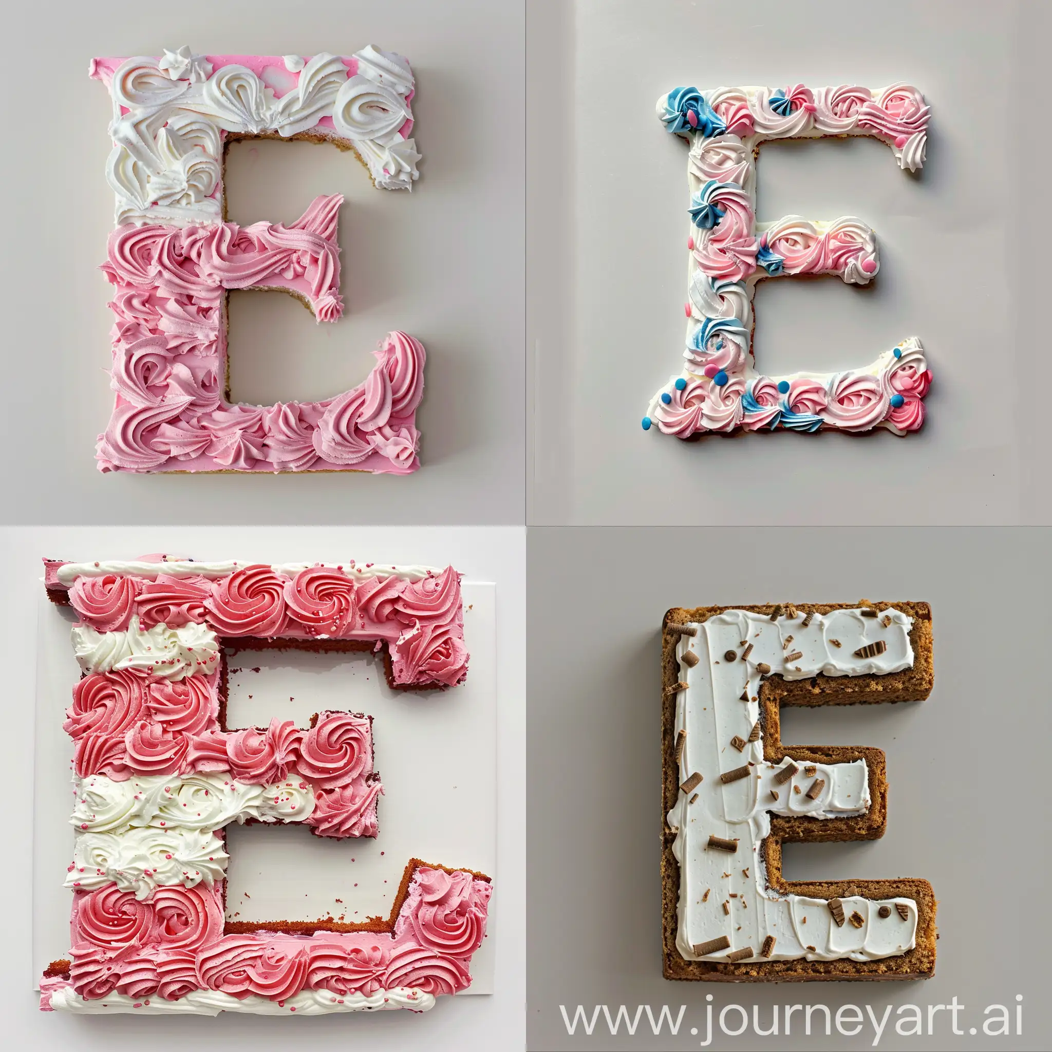 Letter E with cake texture