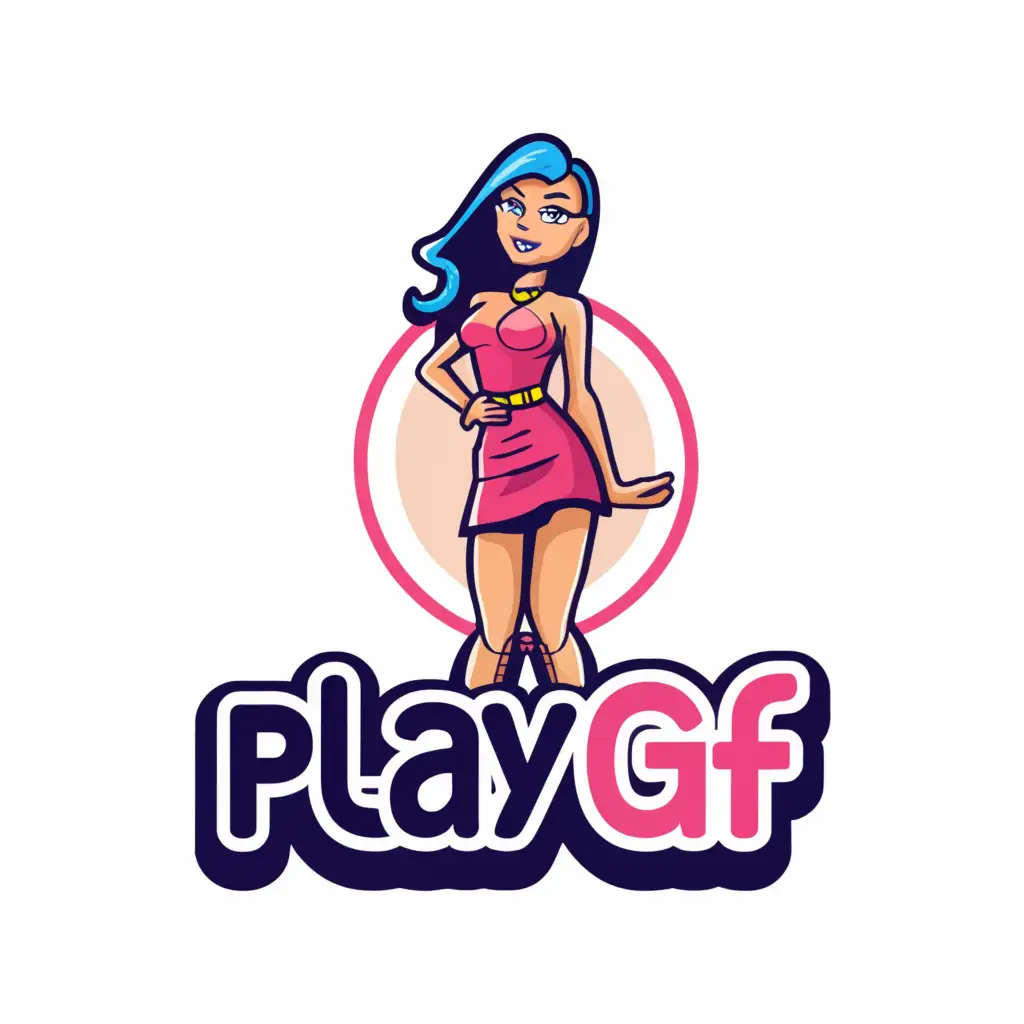 a logo design, with the text 'playgf', main symbol: short skirt cam girl, Moderate, clear background