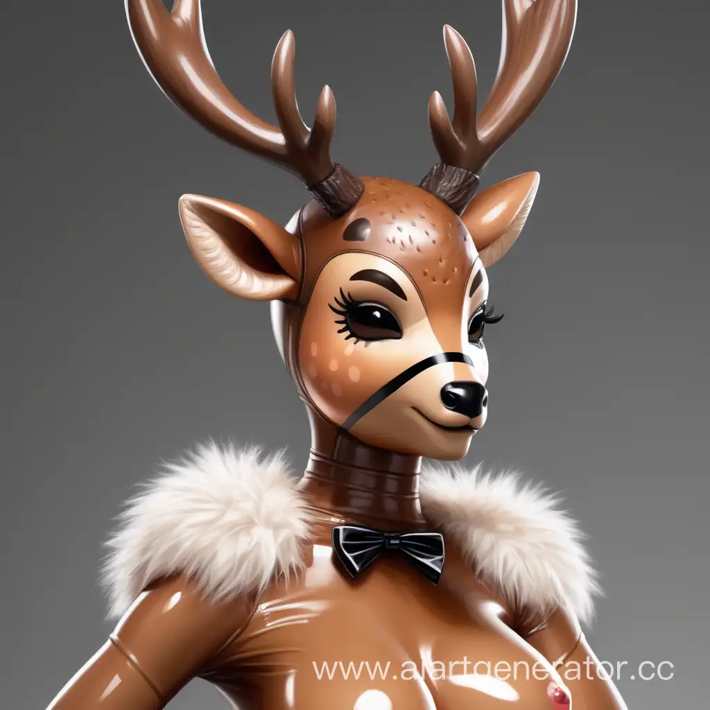 Latex-Girl-Furry-Deer-with-Brown-Latex-Skin-and-Deer-Snout