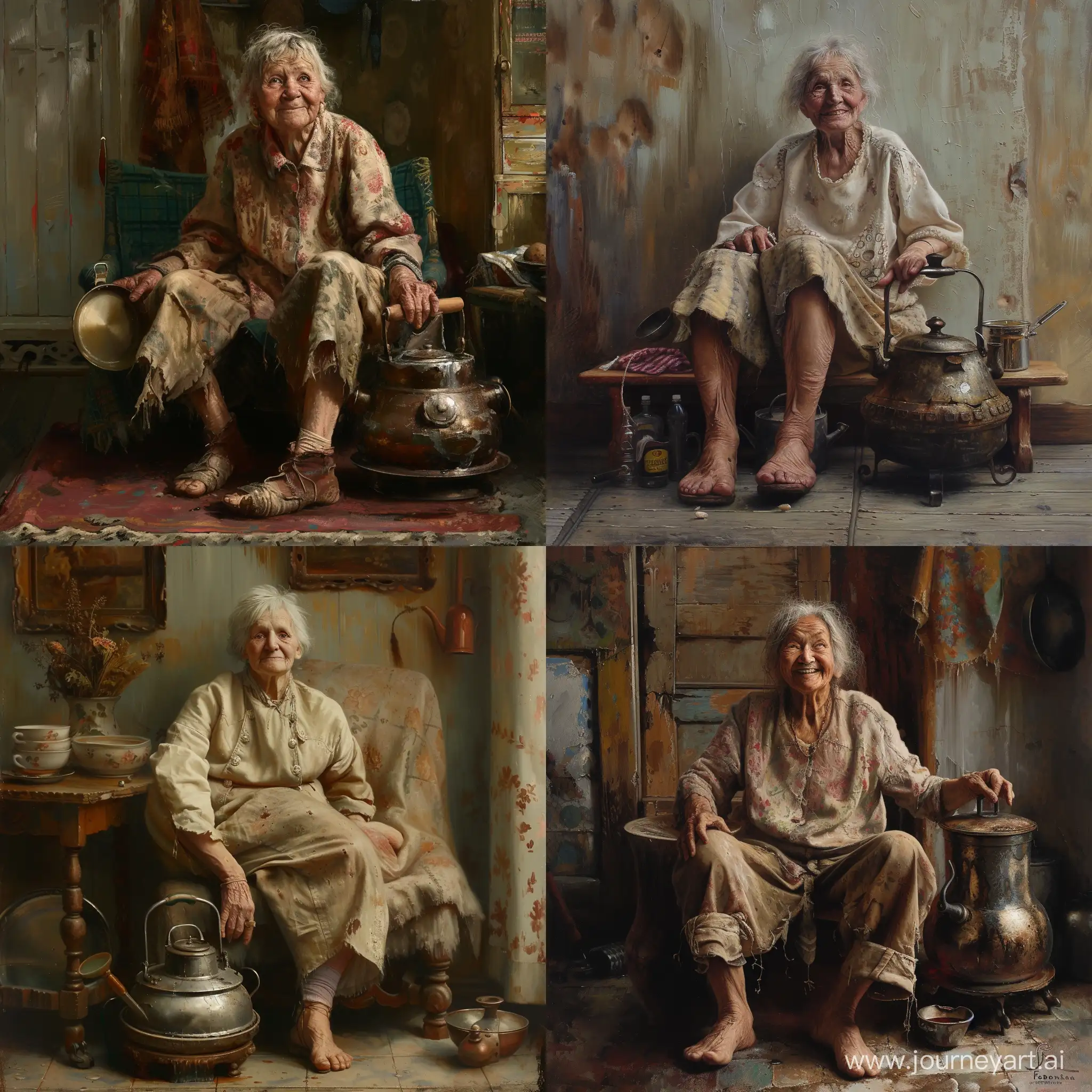 Cheerful-Elderly-Woman-Sitting-on-a-Samovar-in-Tchaikovskys-Fedoras-Misfortune
