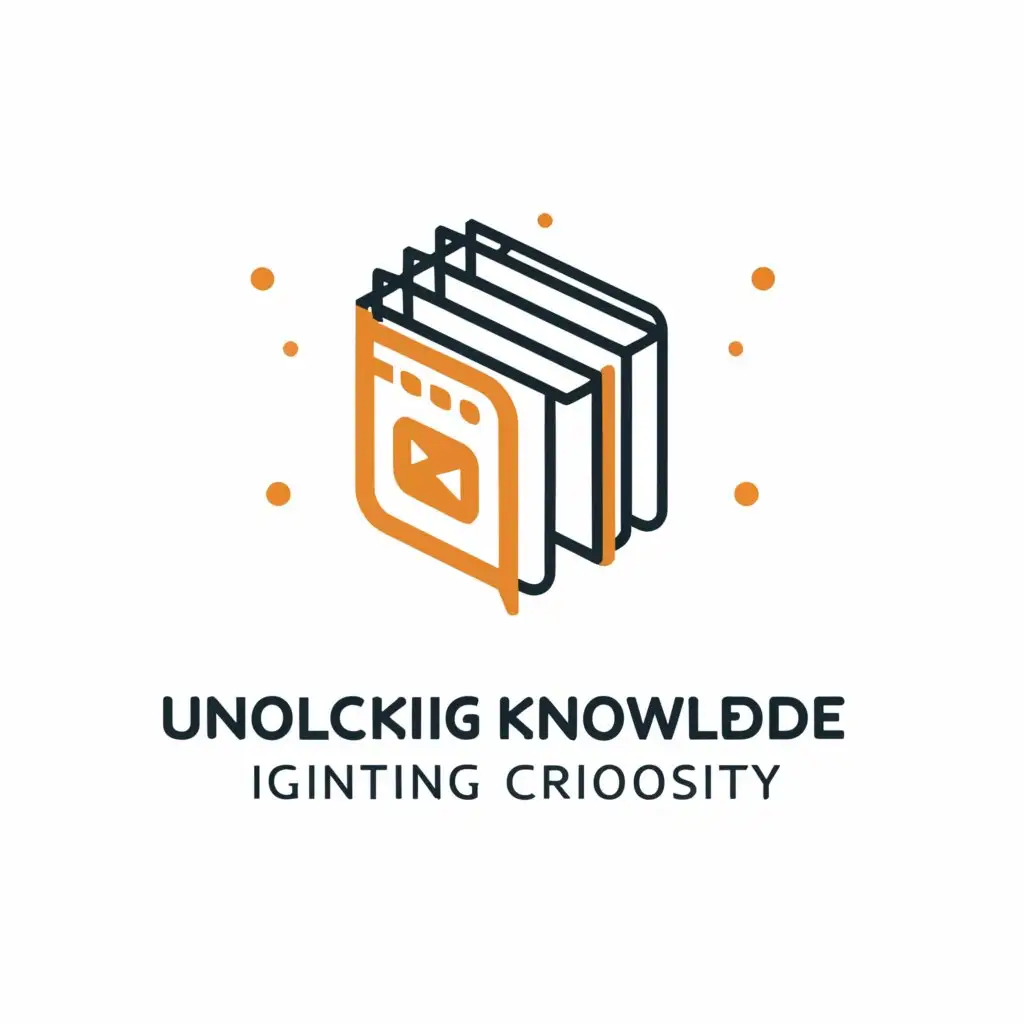 a logo design,with the text "Unlocking knowledge, Igniting curiousity", main symbol:Book and anything related to YouTube,Minimalistic,be used in Education industry,clear background