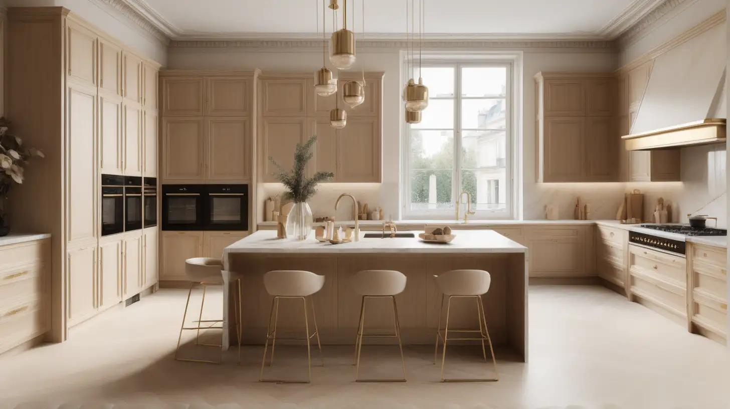 Modern Parisian Estate Home Kitchen with Hyperrealistic Details