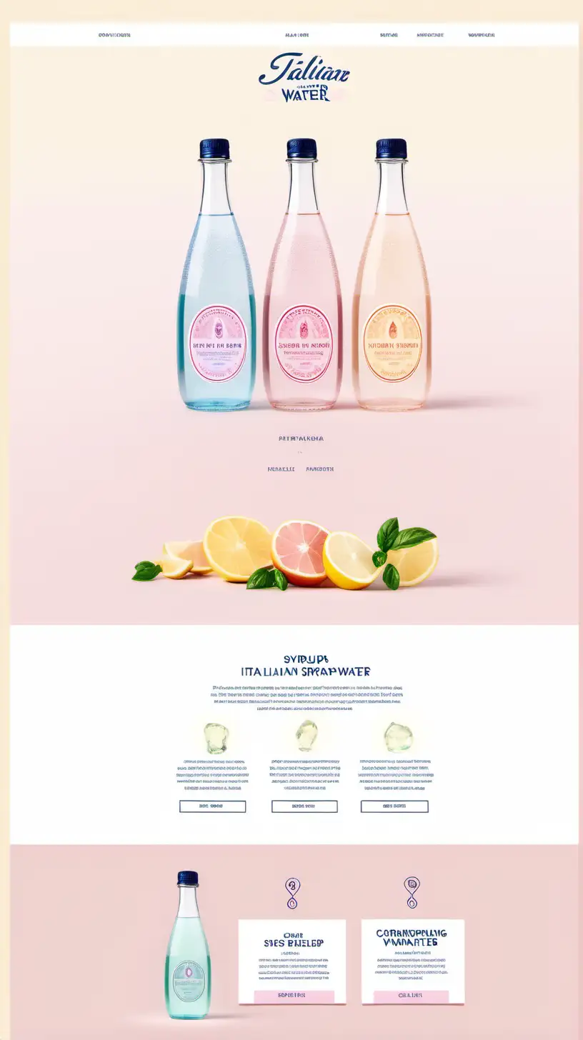 beautiful website landing page for italian sparkling water syrup, ux, ui, ux/ui, pastel colours, traditional