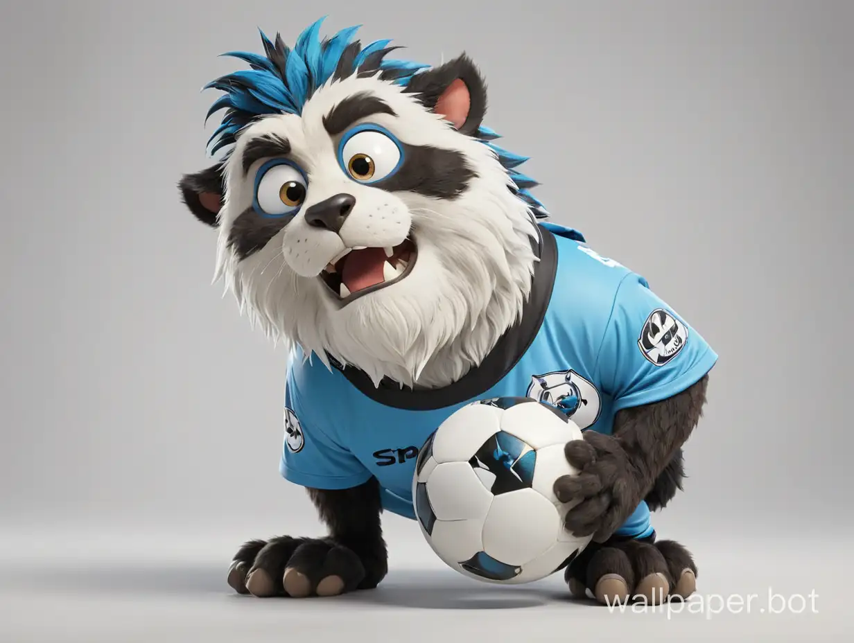 soccer kossal mascot of the SPAL team with a ball high realization white background