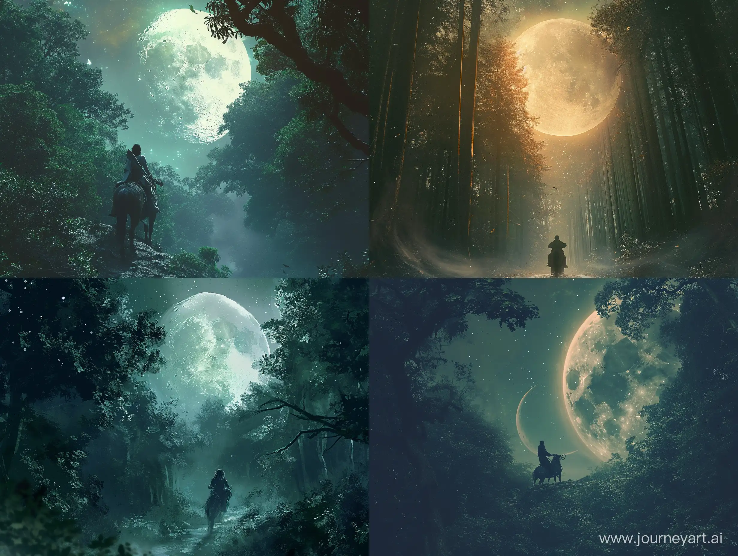 Enchanted-Moonlit-Journey-Lone-Rider-in-Dense-Forest