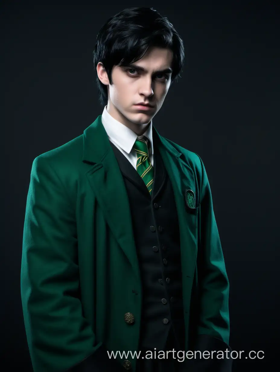 Slytherin Student with black hair, A contemptuous face, In rich clothes