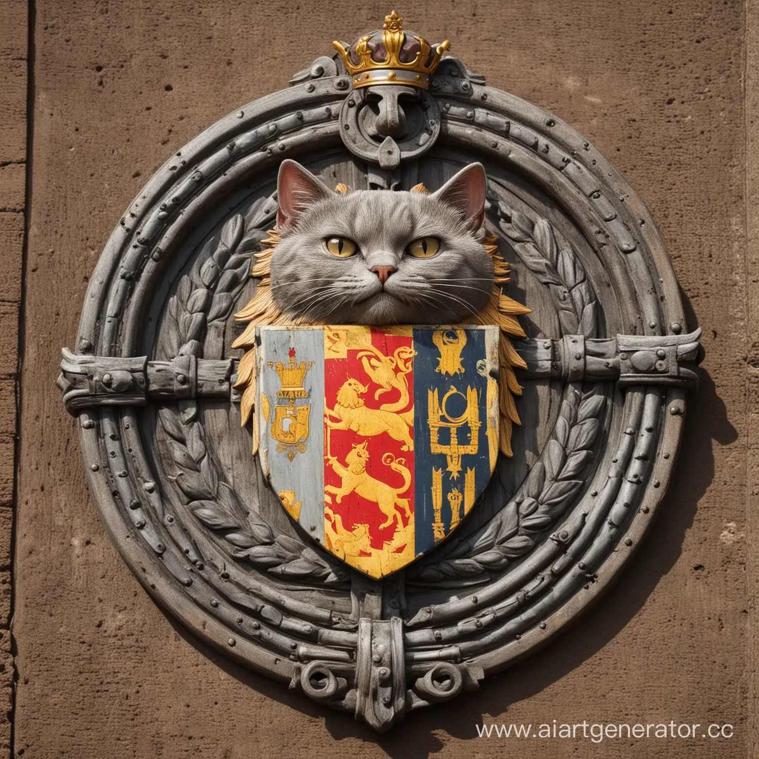 Regal-Cat-with-Coat-of-Arms-Helm