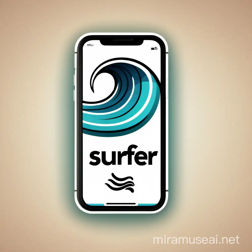 logo for application that is called the surfer app. the app provides users with surf forecast and surf reports. no picture of surfers. has the name of the app which is called The Surfer App

