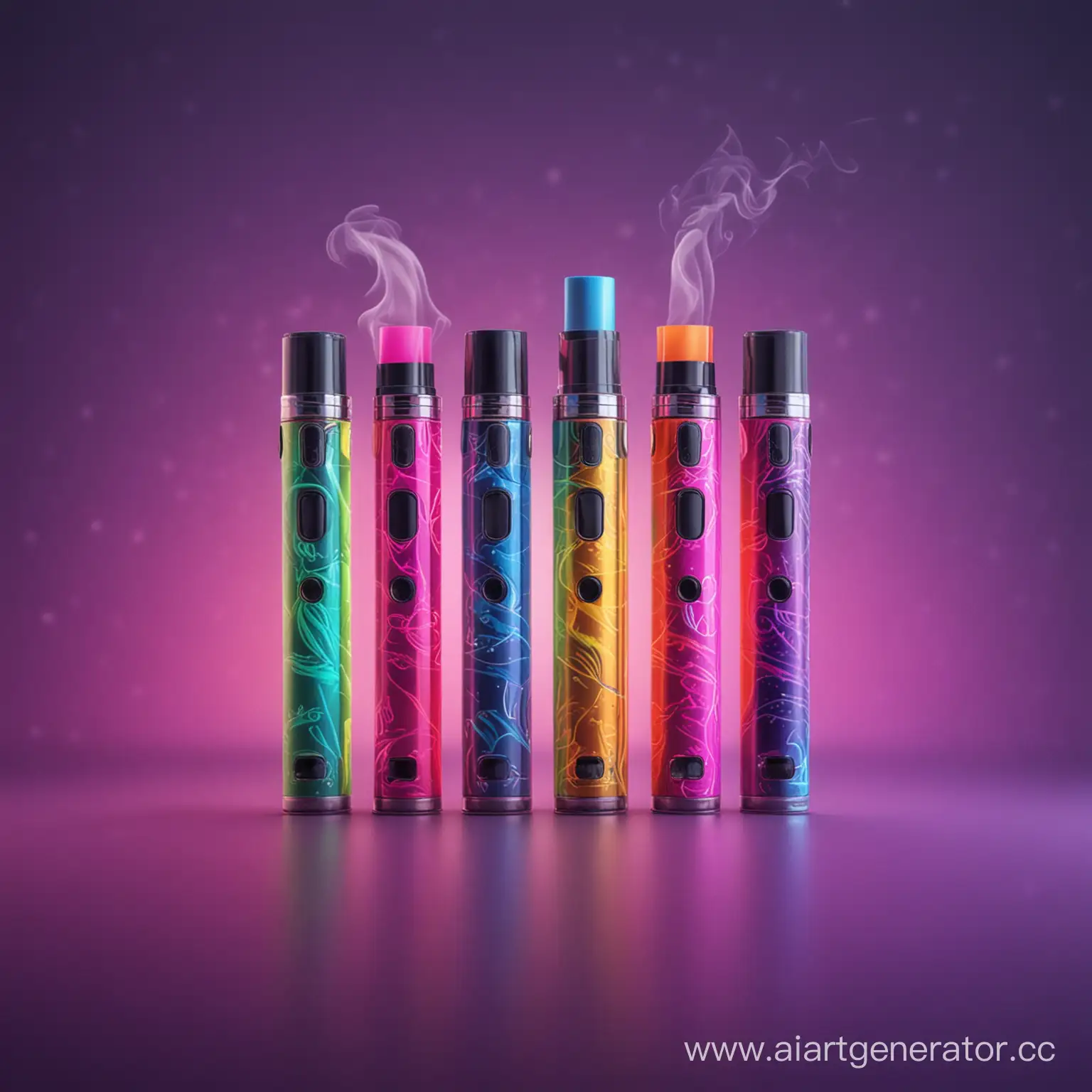 Colorful-Neon-Background-Showcasing-Flavored-Electronic-Cigarettes-Waka-Advertisement