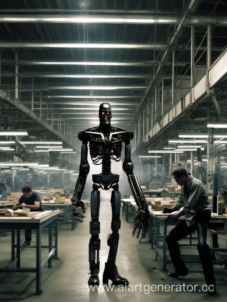 Terminator-Replaces-Factory-Worker-Automation-Impact