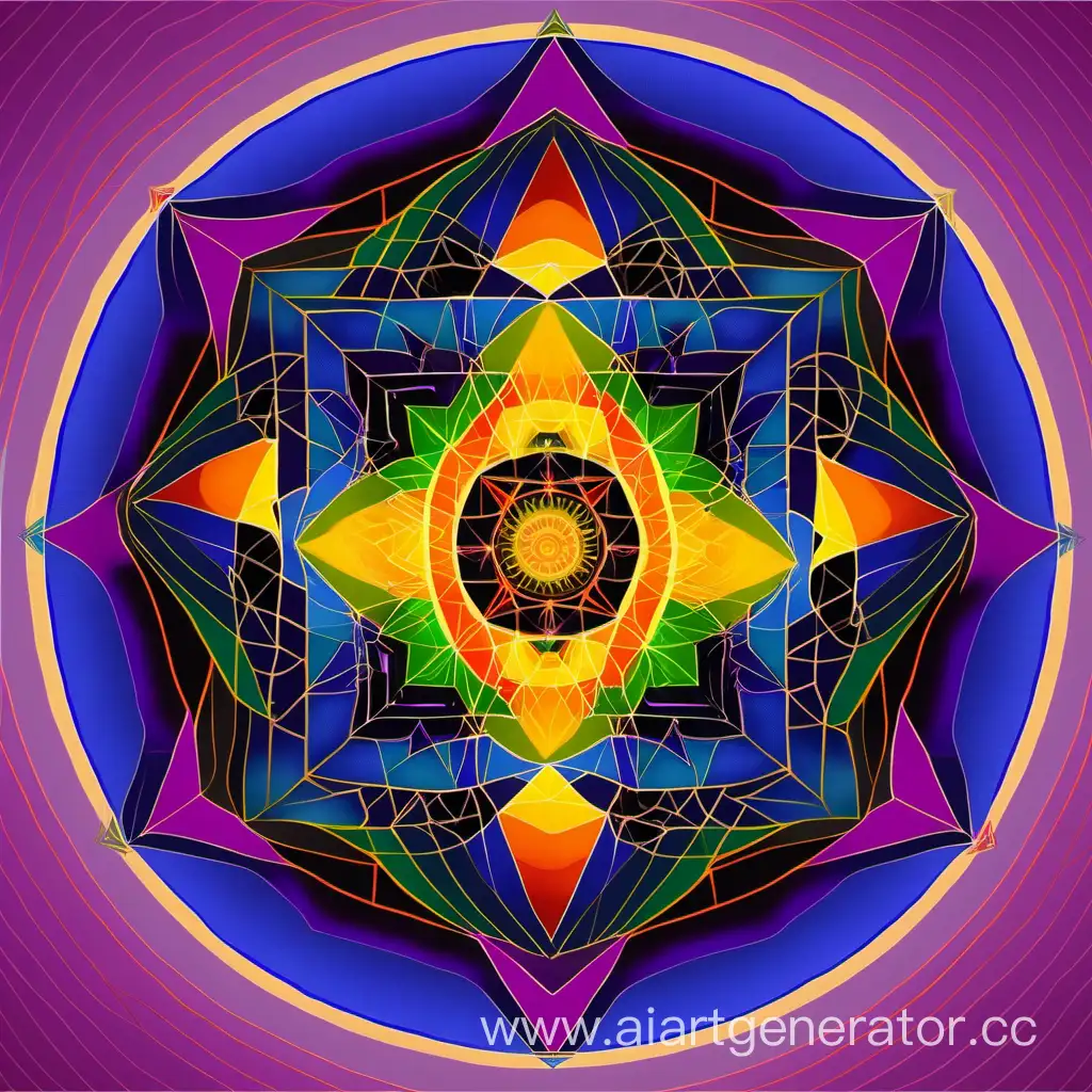 Vibrant-Mandala-with-Intricate-Geometry-in-Purple-Orange-Green-Yellow-and-Blue