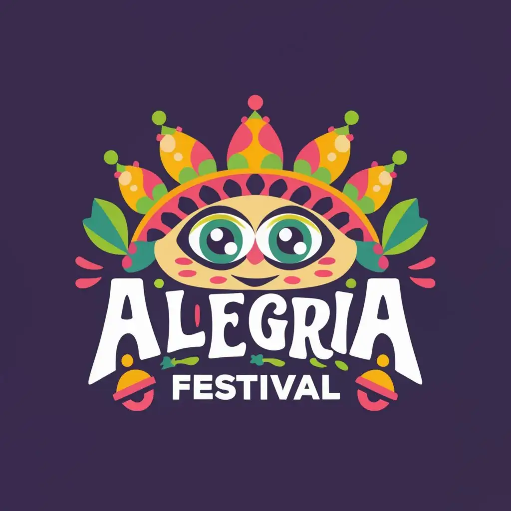 a logo design,with the text "Alegria Festival", main symbol:create a festival logo named Alegria Festival logo that's smile and festive,Moderate,clear background