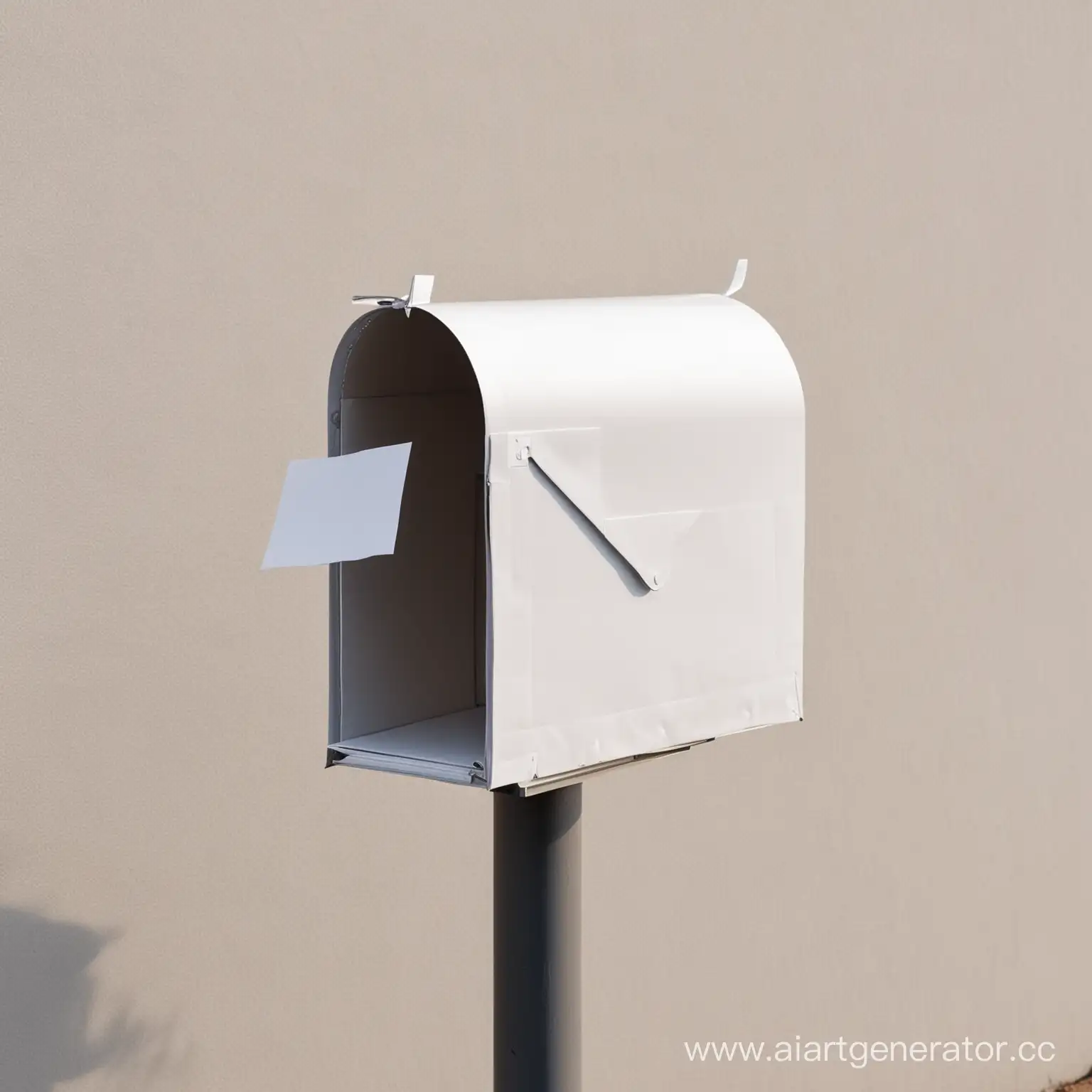 письмо или белый лист без каких либо других элементов, торчащее из почтового ящика без рук человека