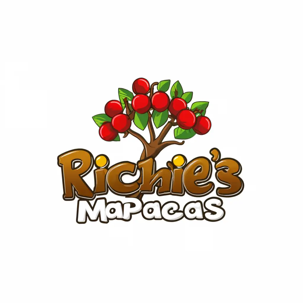 a logo design,with the text "Richie's Maracas", main symbol:maracas as a cherry tree, Percussion-instruments, monkey,complex,be used in Entertainment industry,clear background