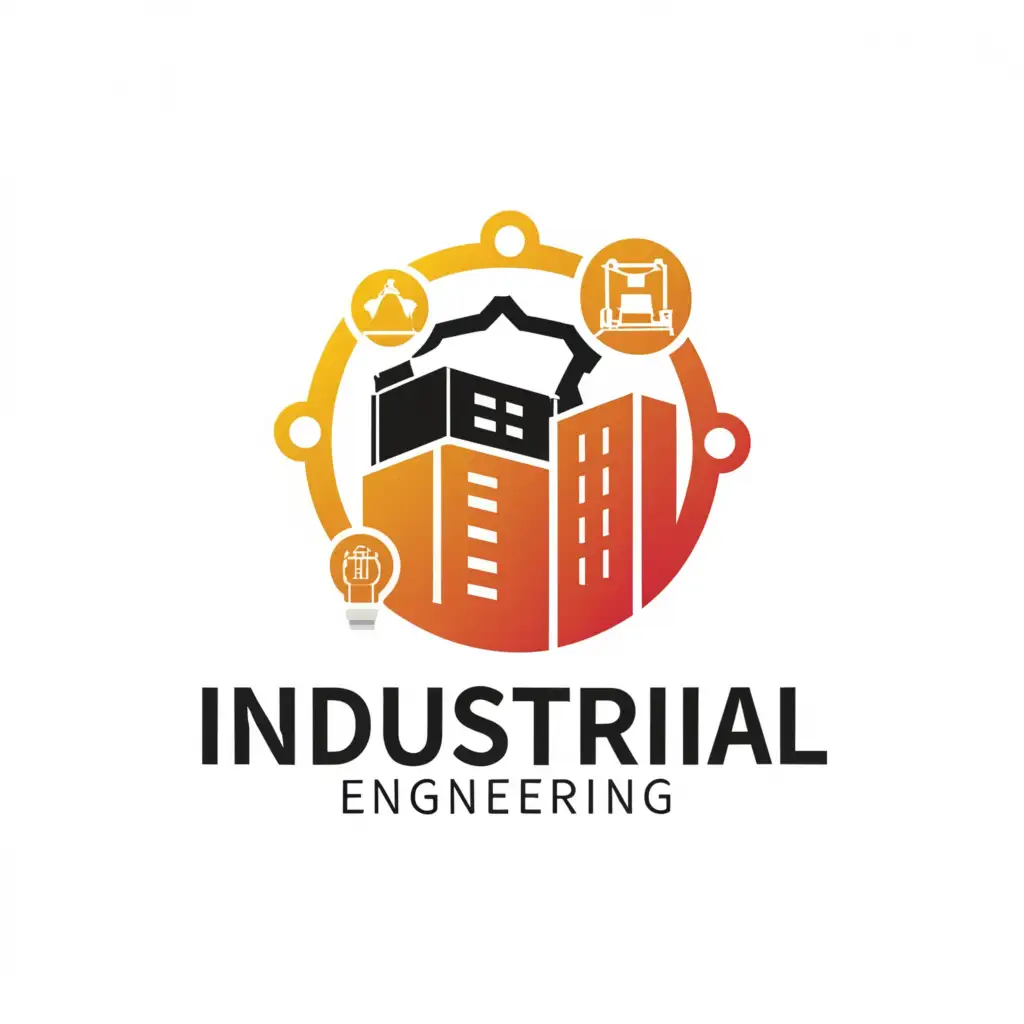 a logo design,with the text "Industrial Engineering", main symbol:Industrial, Factory, Network, Container, Chart,Moderate,clear background