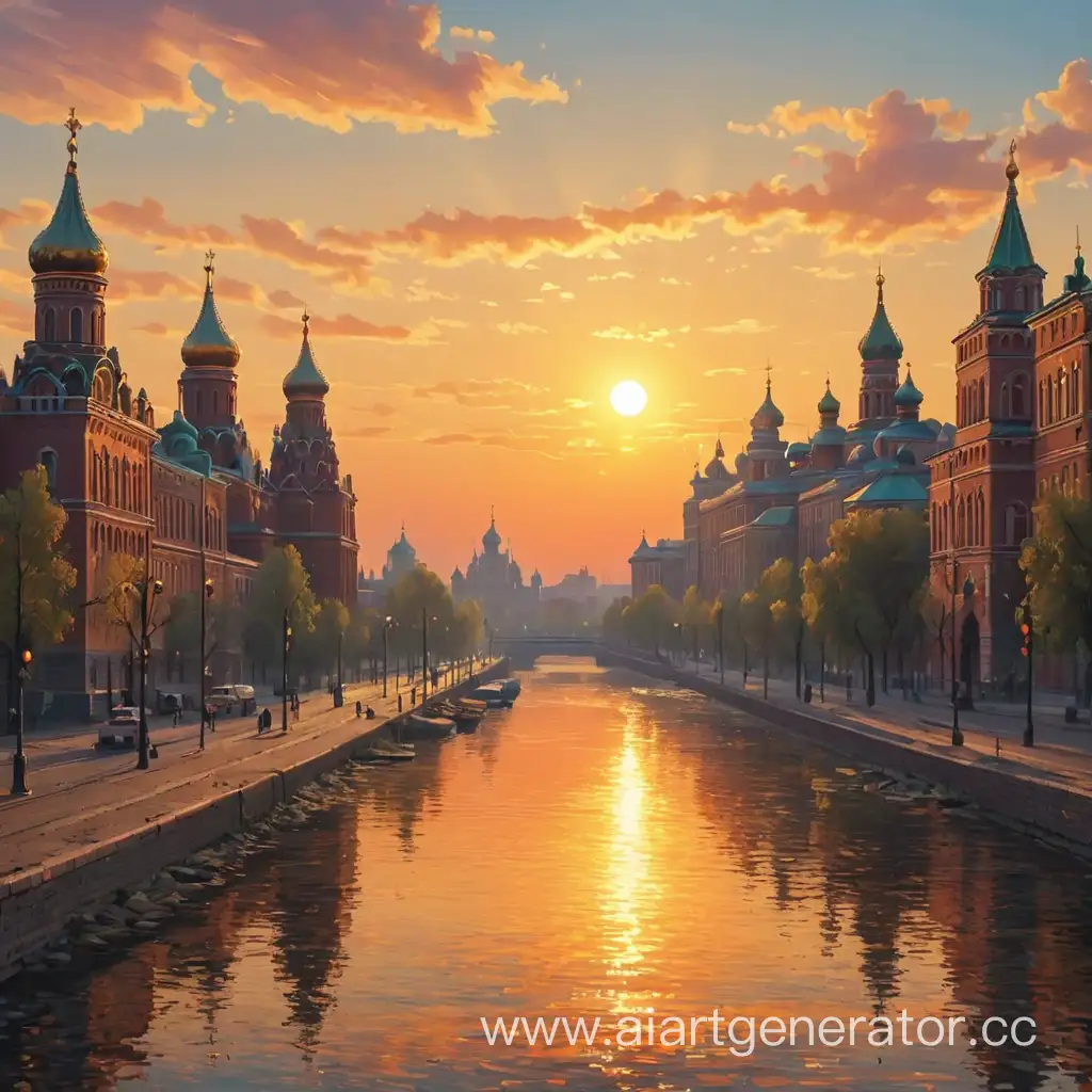 Pixel-Art-of-Evening-in-Russian-Panel-District-with-Sun