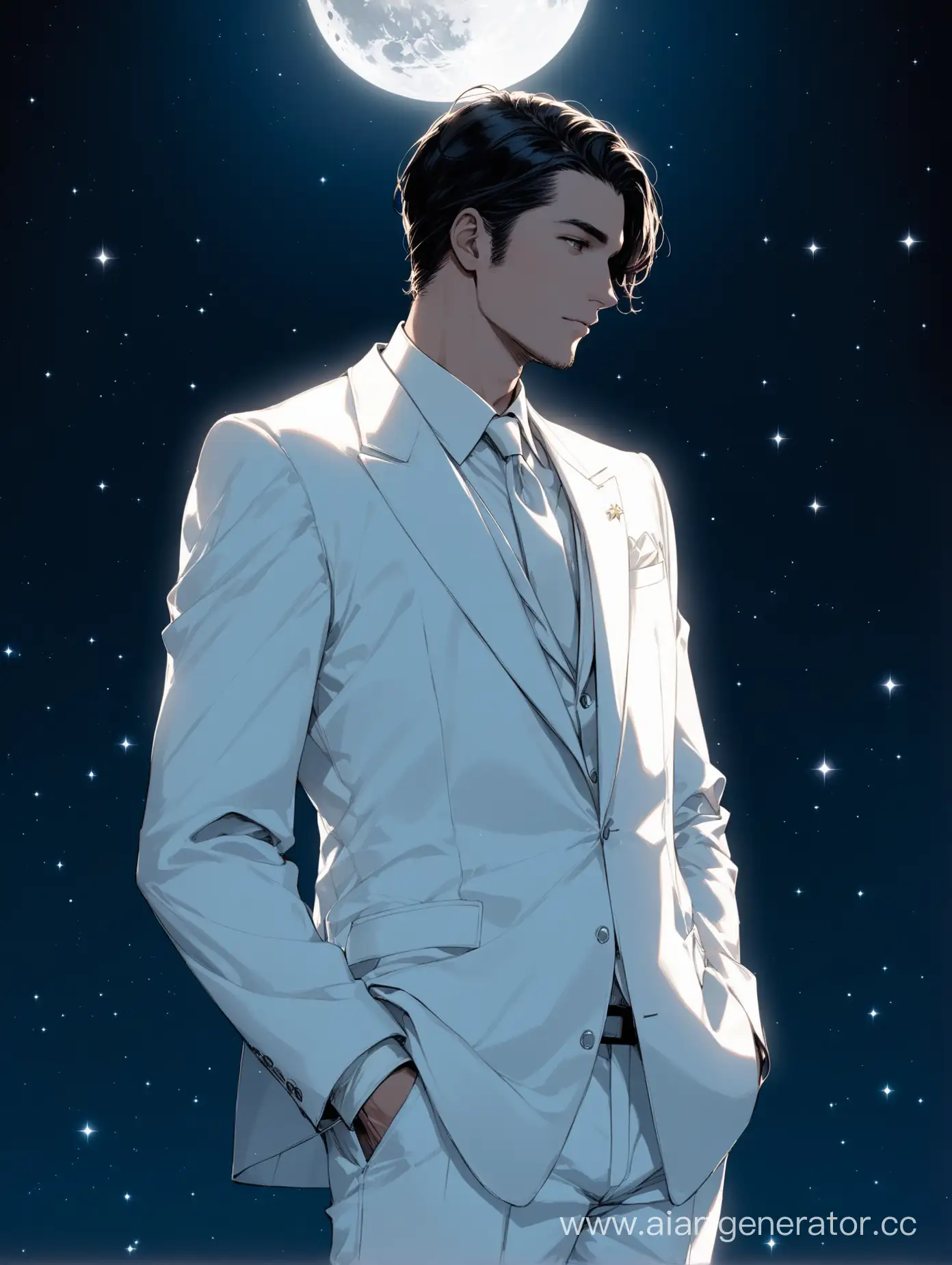 Elegant-StarLike-Man-in-Oversized-White-Suit-Bathed-in-Moonlight