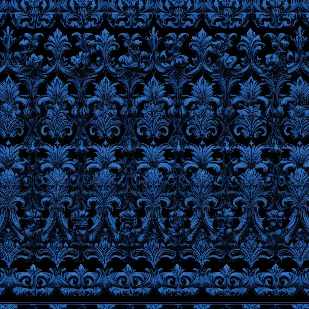 Elegant Black and Blue Damask Print Tileset Art