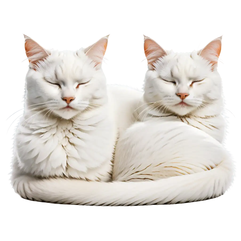 Two-White-Cats-Sleeping-Together-HighQuality-PNG-Image-for-Delightful-Visuals