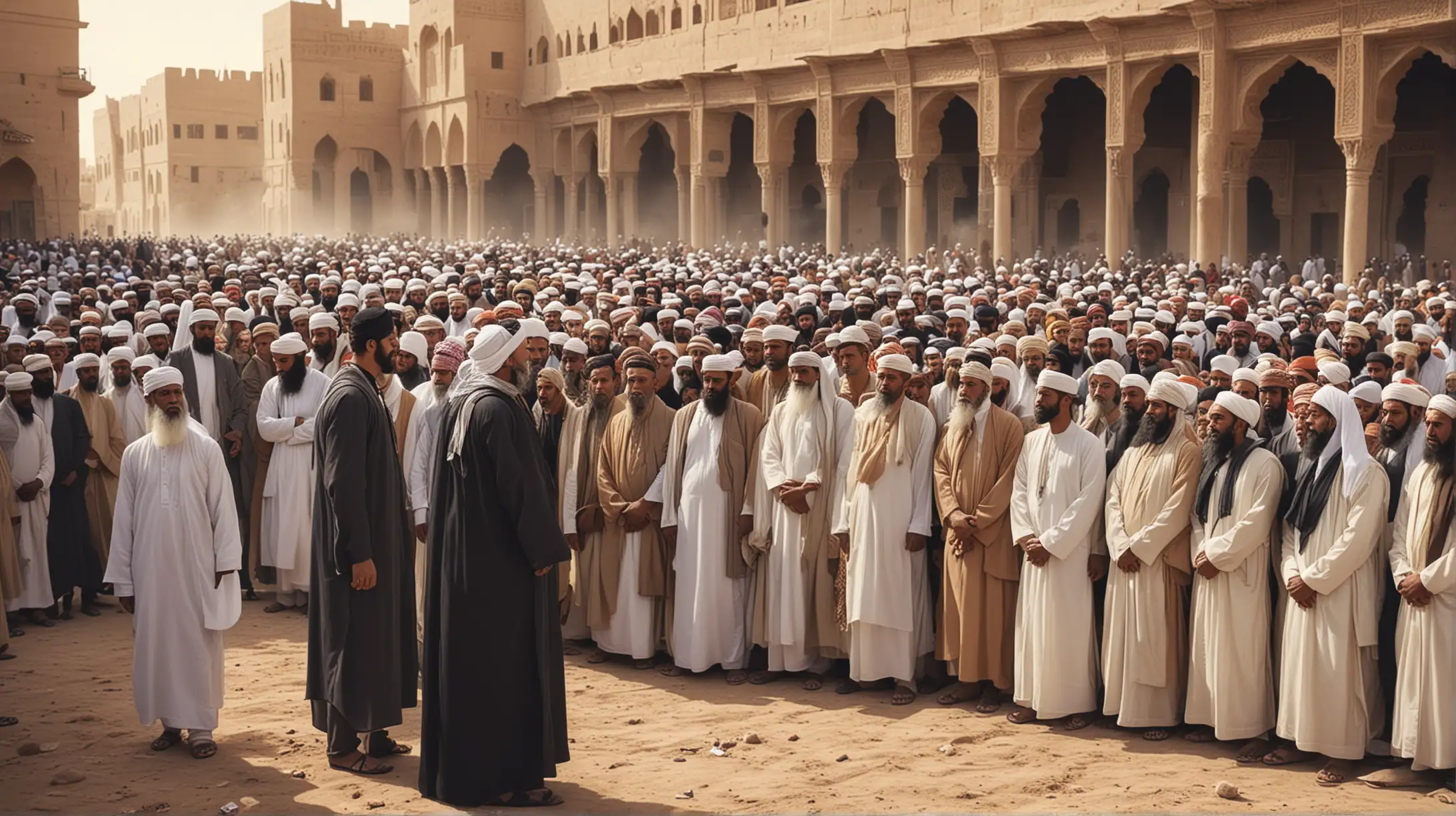 Prophet Meeting with Muslim Community in Sacred Gathering