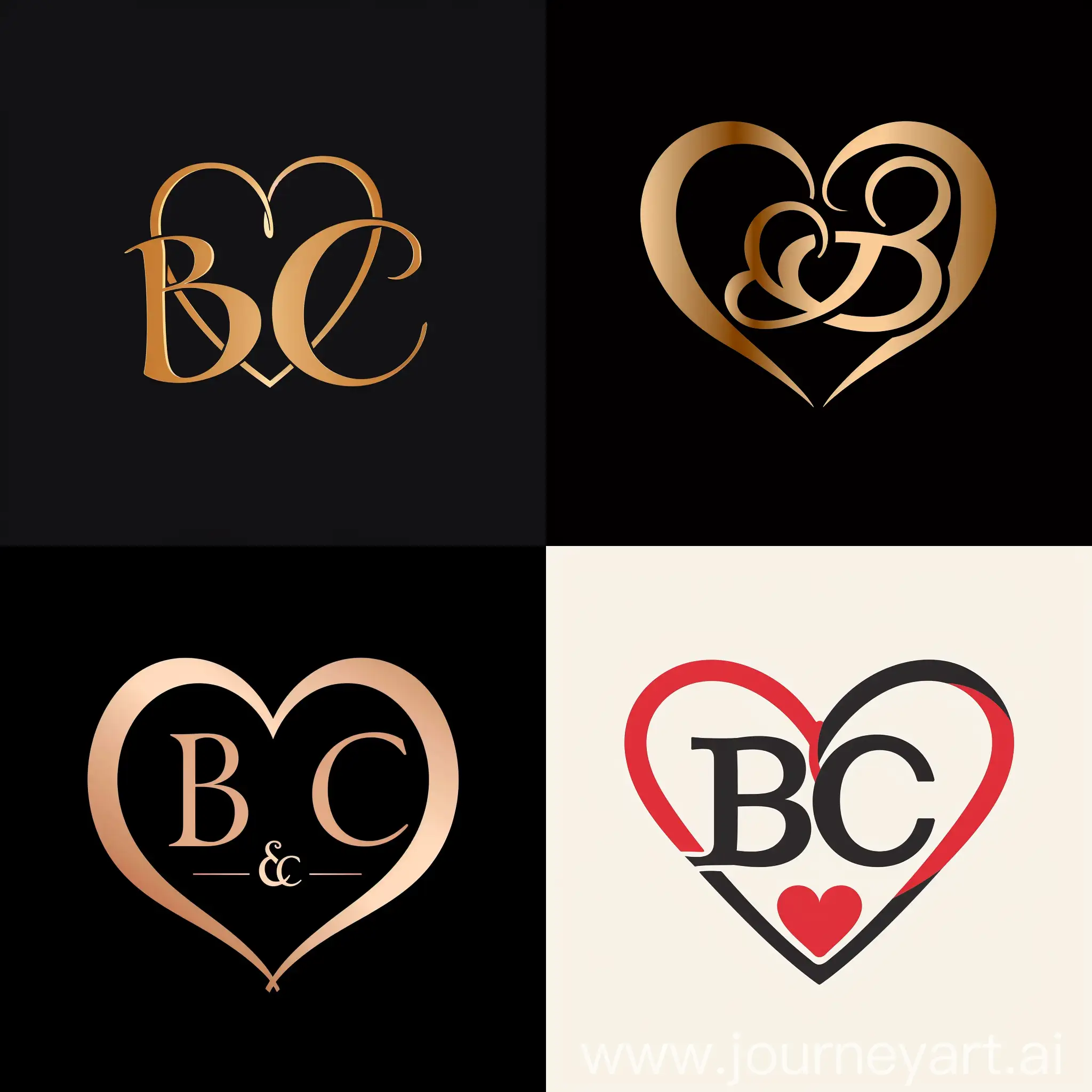 a wedding logo with the letters b and c, connected with a hart